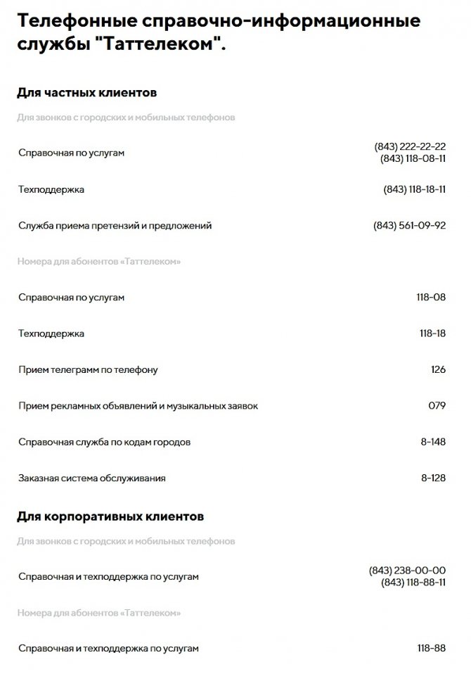 Контакты Летай Таттелеком 